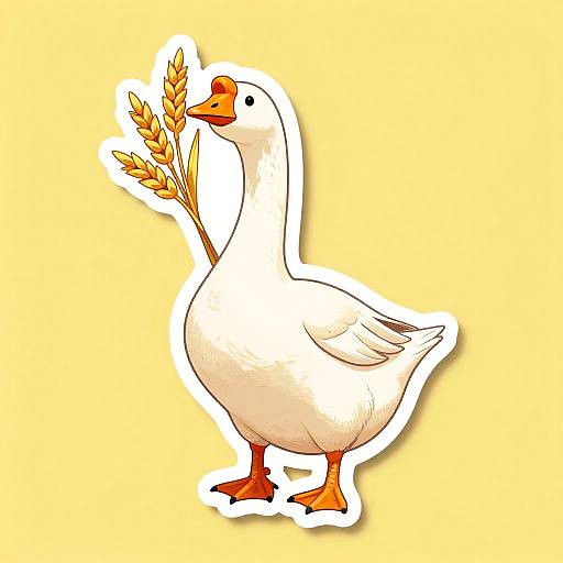 Goose Holding Wheat Sticker Design