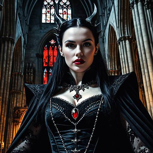 Vengeful Vampire Queen in Gothic Cathedral