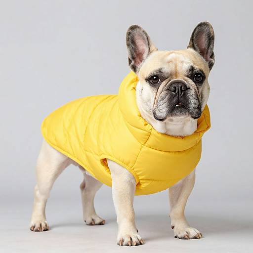 Confident French Bulldog in Yellow Coat