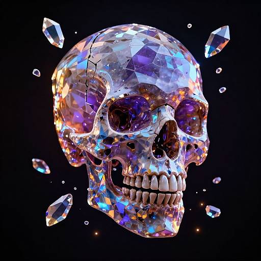 Crystalline Shattered Skull Render