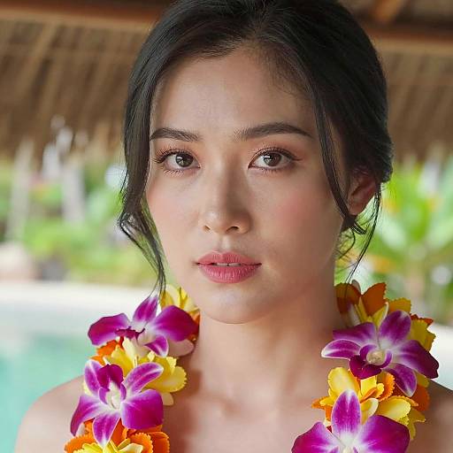 Asian Woman with Orchid Garland