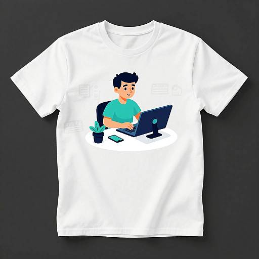 Cartoon Software Developer Aerial View