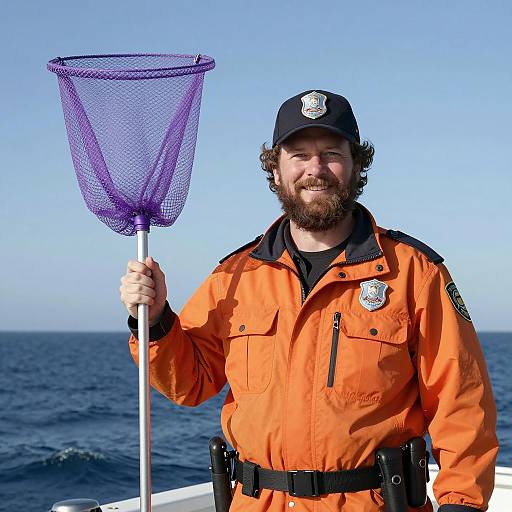 Cheerful Fisherman in Vibrant Attire