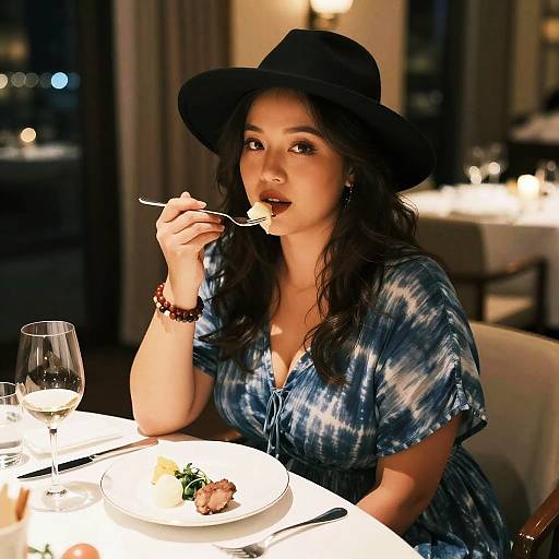 Curvy Woman Boho Style Candlelit Dinner