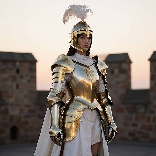 Elegant Female Knight at Sunset