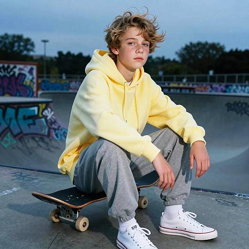 Cinematic Teenage Fashion Portrait at Skate Park
