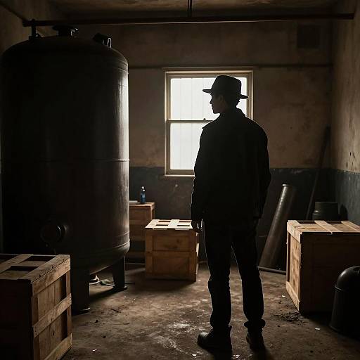 Gritty Industrial Silhouette in Dim Light