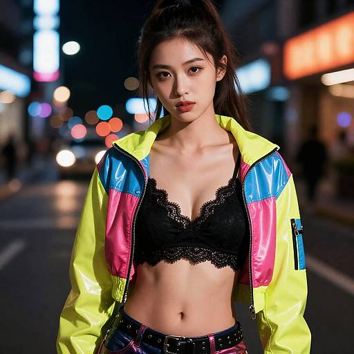 Neon Punk Woman in Urban Night