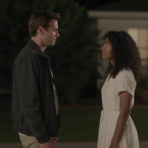 Moonlit Garden: Couple Facing Each Other