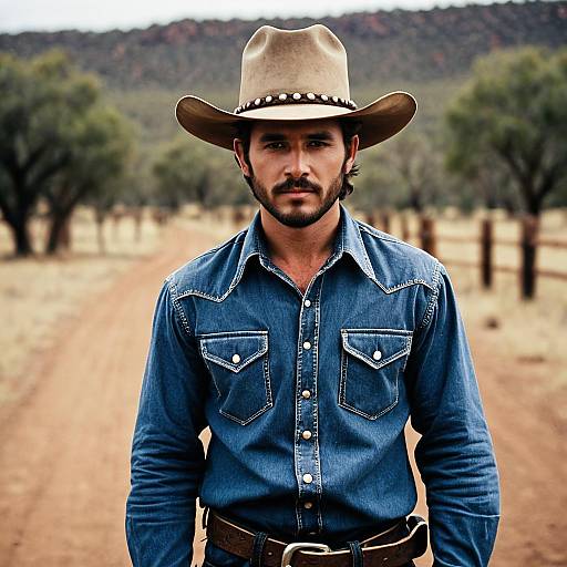 Man in Australian Outback Cowboy Outfit