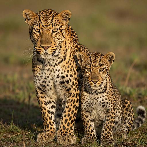 Majestic Leopards: Mother and Cub Portrait