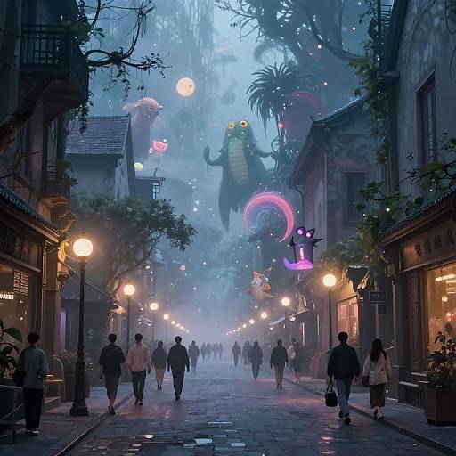 Mystical Dreamscape Street Scene
