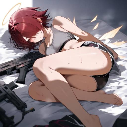SFW Red-Haired Girl with Gun