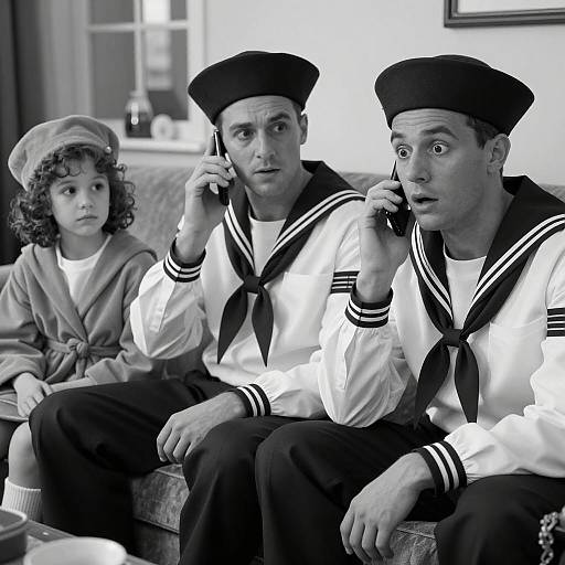 Vintage Couch Scene in Black and White