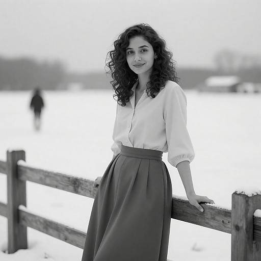 Charming Winter Portrait in Black and White