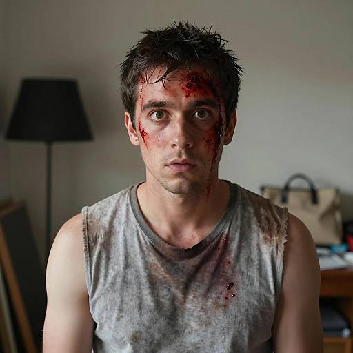 Distressed Man in Cluttered Room