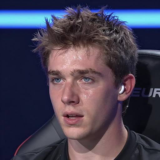 Intense Young Man with Headset in Neon