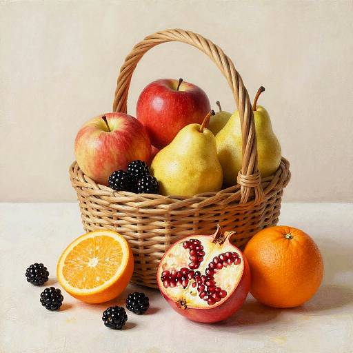 Rustic Basket with Fresh Fruits