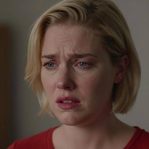 Close-Up of Pained Blonde Woman