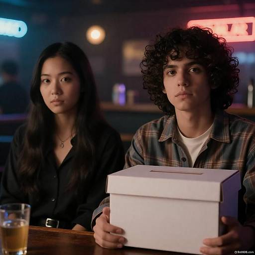 Intense Moment in a Vibrant Bar