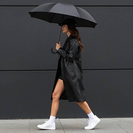 Urban Style: Woman with Black Umbrella