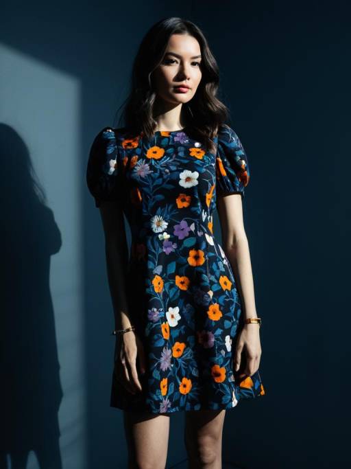 Retro Floral Mini Shift Dress for Women