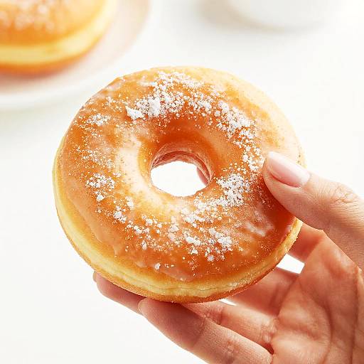Close-Up of Hand Holding Glazed Donut