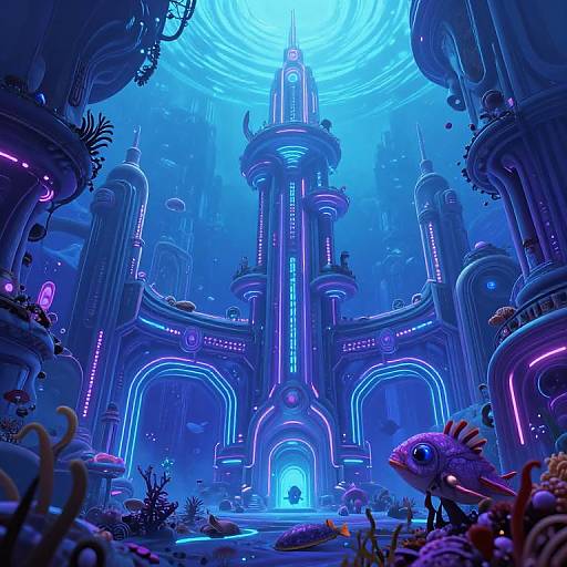 Futuristic Underwater Neon Metropolis