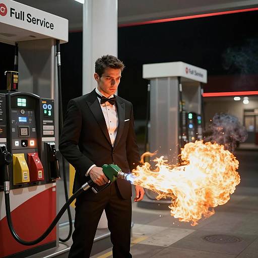 Mysterious Man at Night Gas Station