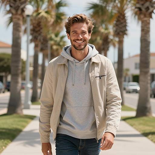 Cheerful Man in Tropical Paradise