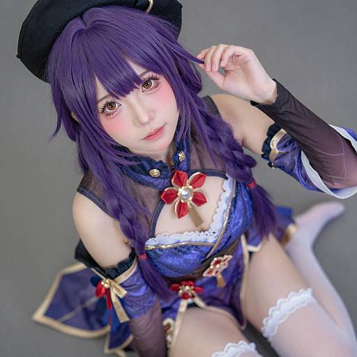 Vibrant Purple-Haired Cosplay Portrait
