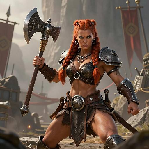 Fierce Dwarf Warrior in Battle Pose