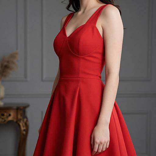 Close-Up of Woman in Red Witch Dress
