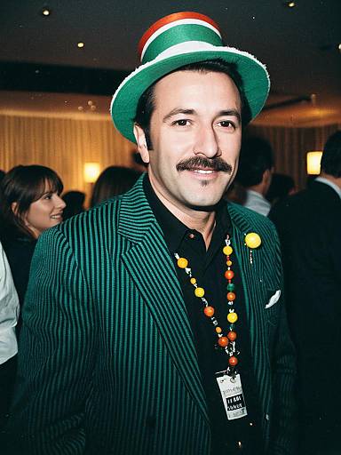 Man in Green Themed Outfit at Party