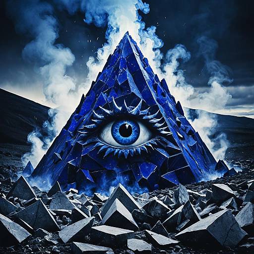 Blue Volcanic Eye Pyramid Eruption