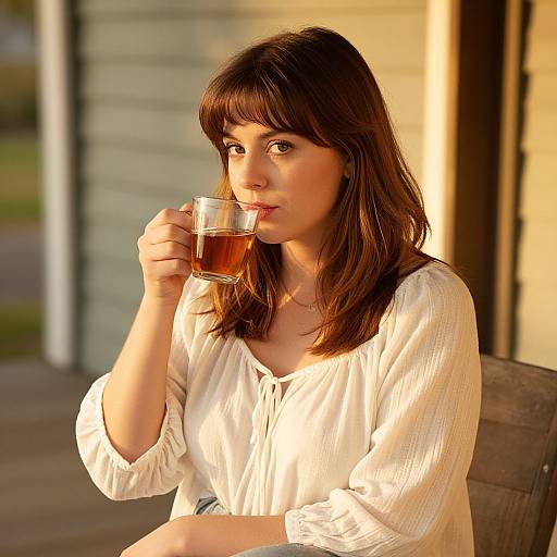 Woman Relaxing with Side-Swept Hair