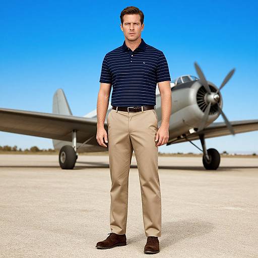 Sophisticated Man on Vintage Airfield