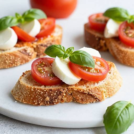 Mini Pizza Toast with Tomatoes and Basil