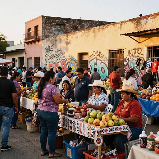 Vintage 80s Mexican Market Scene