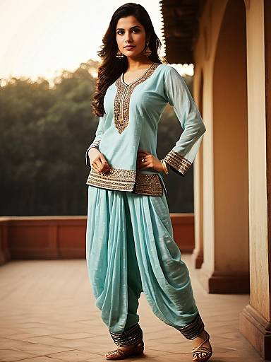 Regal Woman in Dhoti Suit Salwar