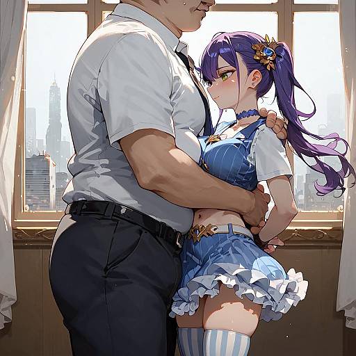 Emotional Embrace of Anime Characters in Cityroom