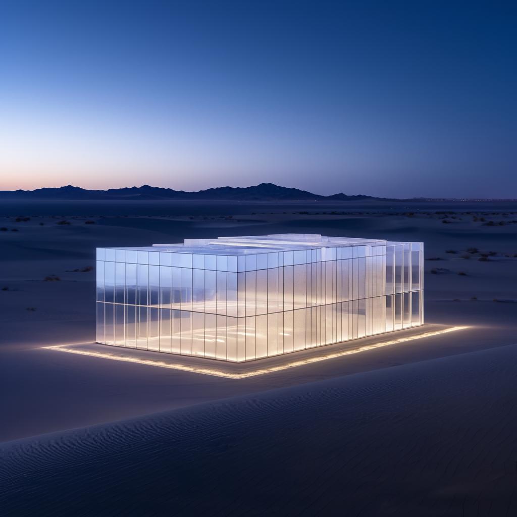 Quartz-Shaped Glass Building at Night