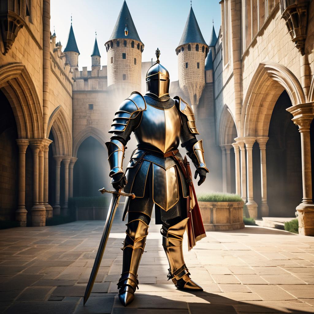 Epic Medieval Knight in Castle Courtyard