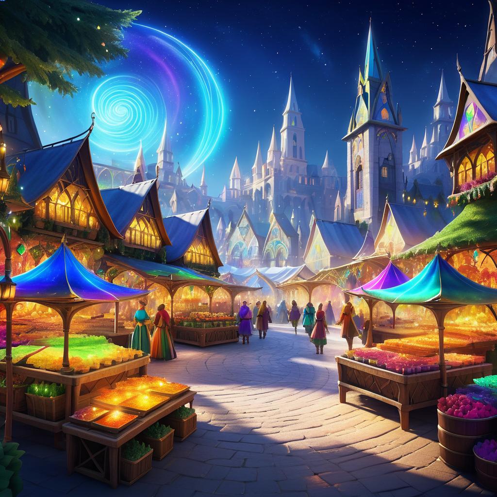 Vibrant Elven Village Market Concept Art