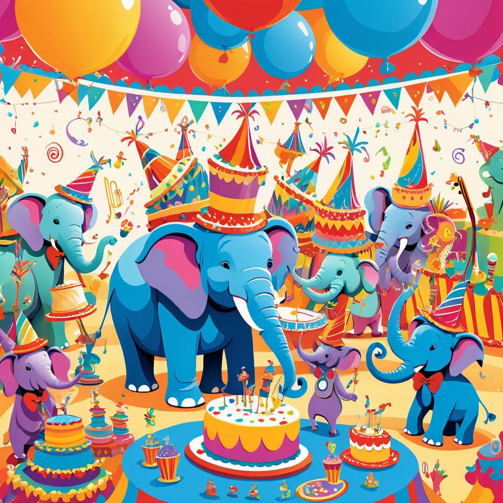 Whimsical Seuss-Style Elephant Celebration