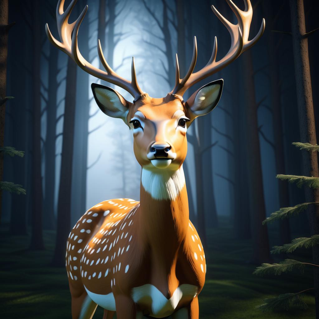 Serene Anthropomorphic Deer in Dreamlike Setting