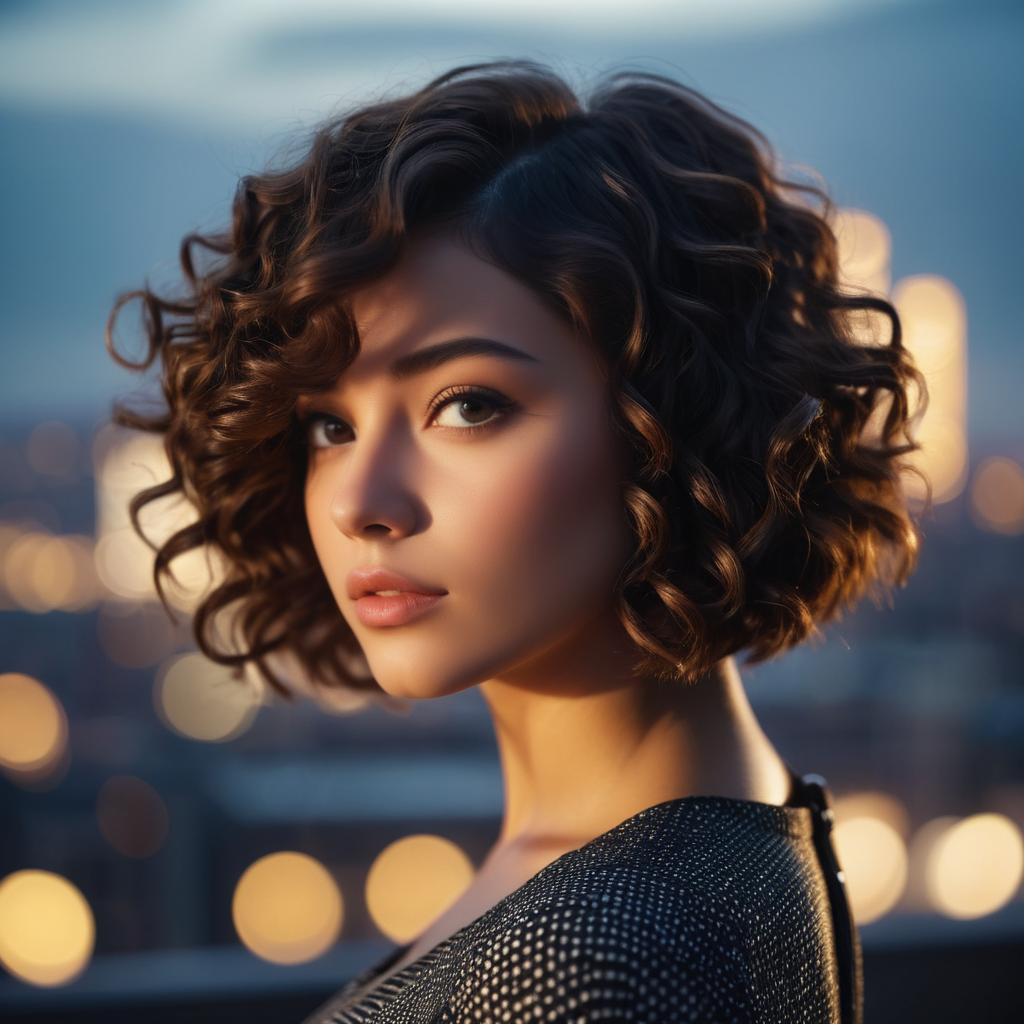 Dramatic Close-Up of a Young Woman