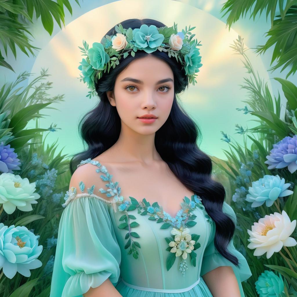 Serene Portrait of a Floral Enchantress