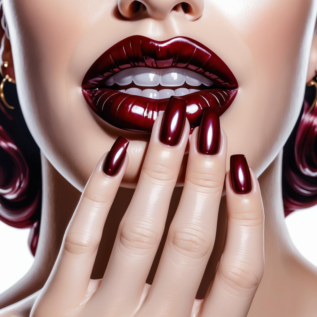 Glossy Oil Painting of Burgundy Lips