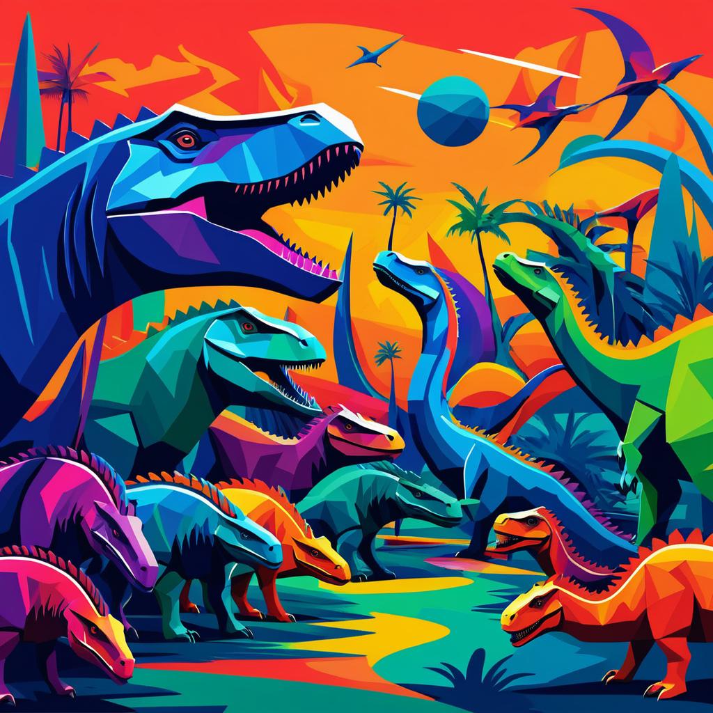 Abstract Dinosaur Art in Modernism Style